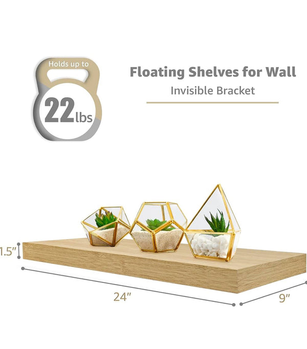 Sorbus 2pk Wall Décor Mounted 24" Floating Shelves - Maple Wood