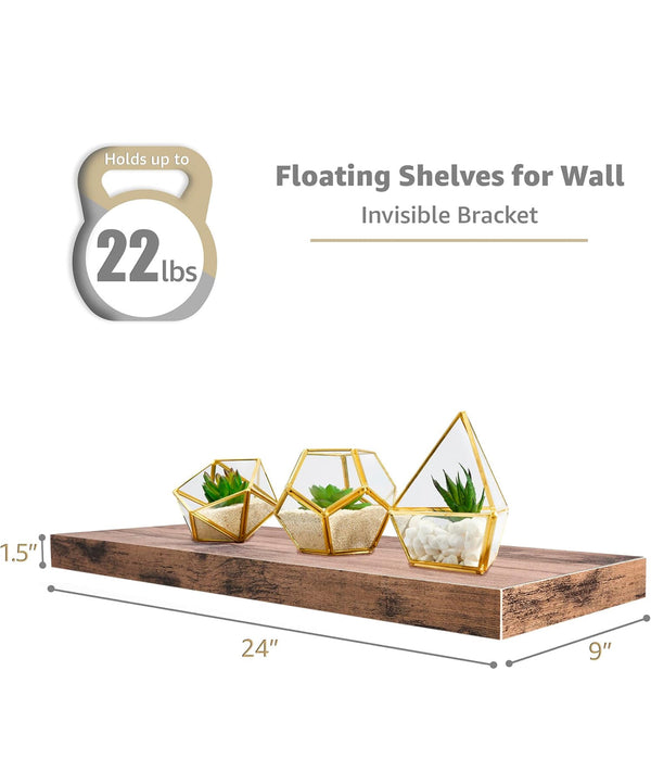 Sorbus 2pk Wall Décor Mounted 24" Floating Shelves - Mahogany