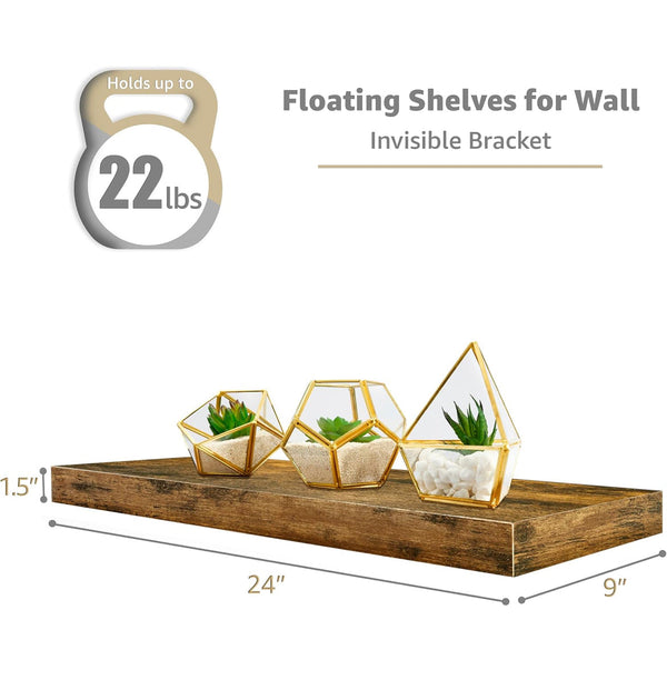 Sorbus 2pk Wall Décor Mounted 24" Floating Shelves - Brown