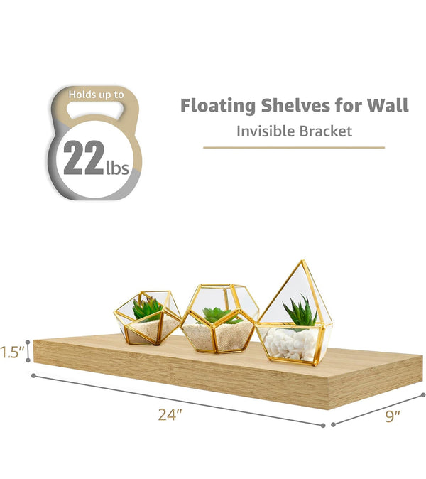 Sorbus 4pk Wall Décor Mounted 24" Floating Shelves - Maple Wood