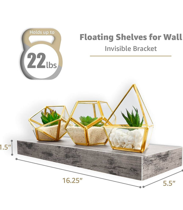 Sorbus 3pk Wall Décor Mounted Floating Shelves - Rustic Grey