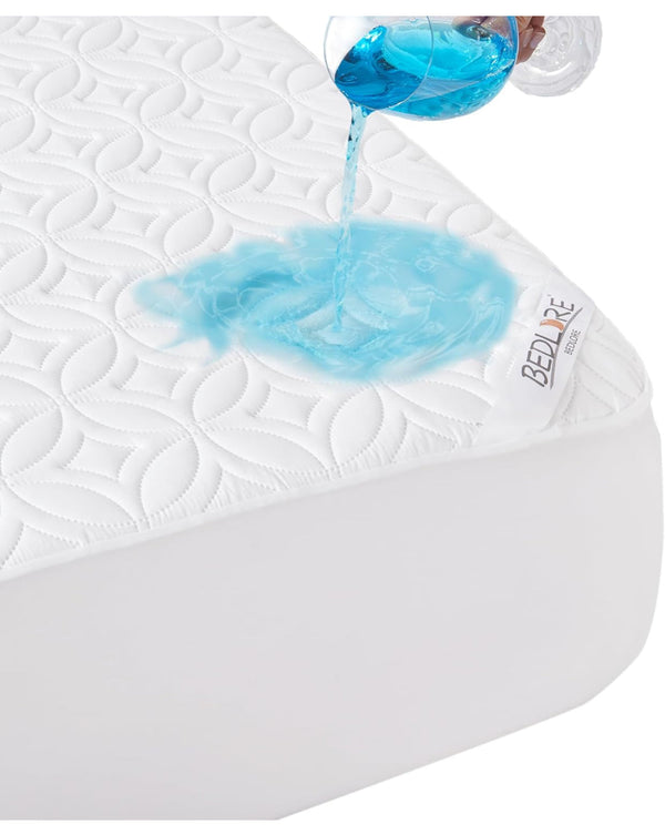 BEDLORE Waterproof Mattress Protector Mattress Pad with Deep Pocket 6"-18" Depth King Size - White