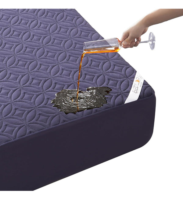 BEDLORE Waterproof Mattress Protector Mattress Pad with Deep Pocket 6"-18" Depth King Size - Navy