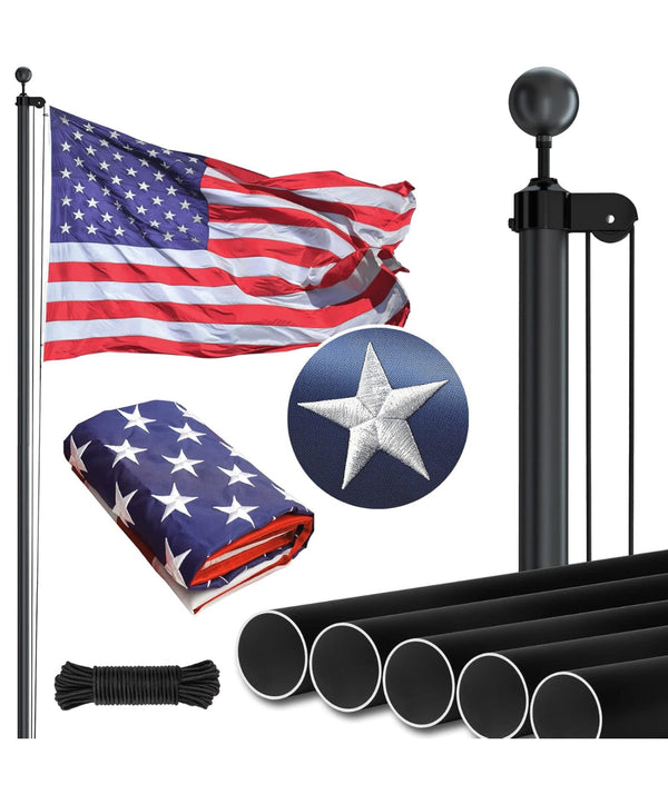 NELXINJO Heavy Duty 25FT Flag Pole 12 Gauge Extra Thick Aluminum Flagpole kit