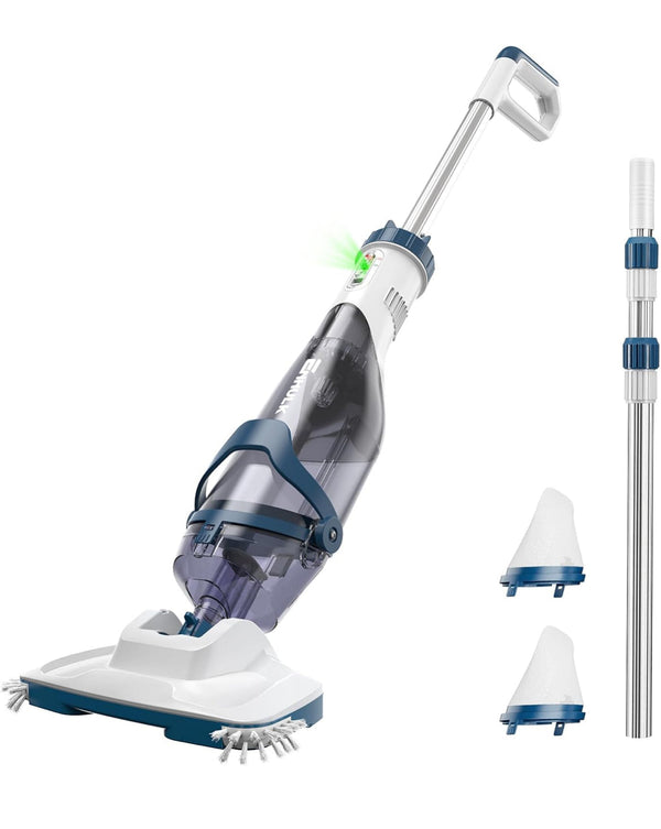 Pro Cordless Pool Vacuum 18.5 GPM Suction 13.4" Wide Head XL Capacity Handheld Rechargeable Pool Cleaner