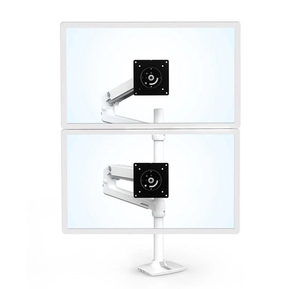 Ergotron LX Vertical Stacking Dual Monitor Arm VESA Desk Mount  for 2 Monitors Up to 40 Inches 7 to 22 lbs Each Tall Pole White