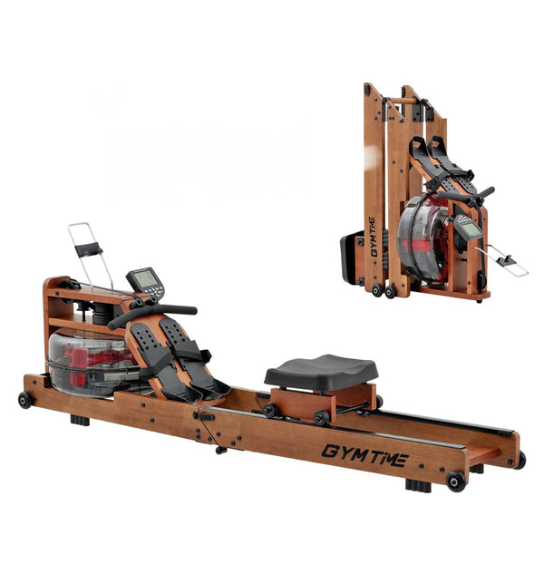 GYMTIME Water Rowing Machine Classic Solid Wood Rower Machine