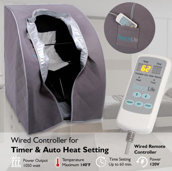 SereneLife Portable Sauna for Home Infrared Sauna Tent with Heated Foot Pad and Folding Chair