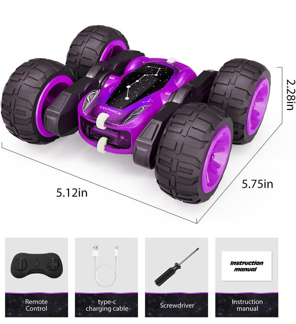 Tecnock Remote Control Car 2.4GHz RC 4WD Double Sided 360 Rotates & Flips Stunt Car