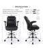 CHAIRMAN Ergonomic Mid-Back Premium Faux Leather Adjustable Drafting Chair w/ Multi-Function Arms & Foot Ring - Black