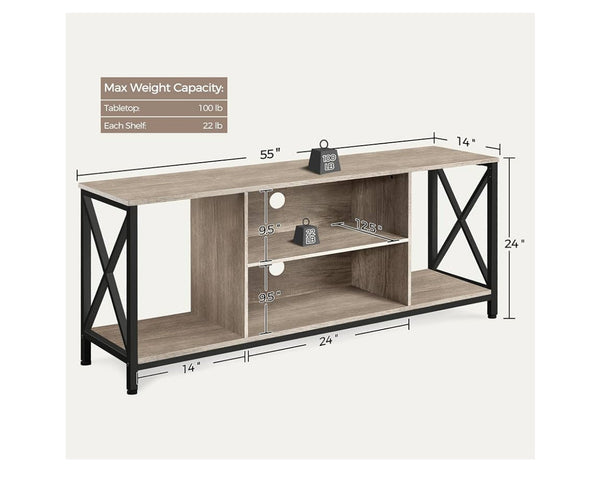 Yaheetech TV Stand Entertainment Center with Storage Wood TV Console with Shelves Gray