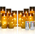 Enido 10 Pc Flameless LED Candles with Remote Timer Battery Operated Acrylic Pillar Set - Gray