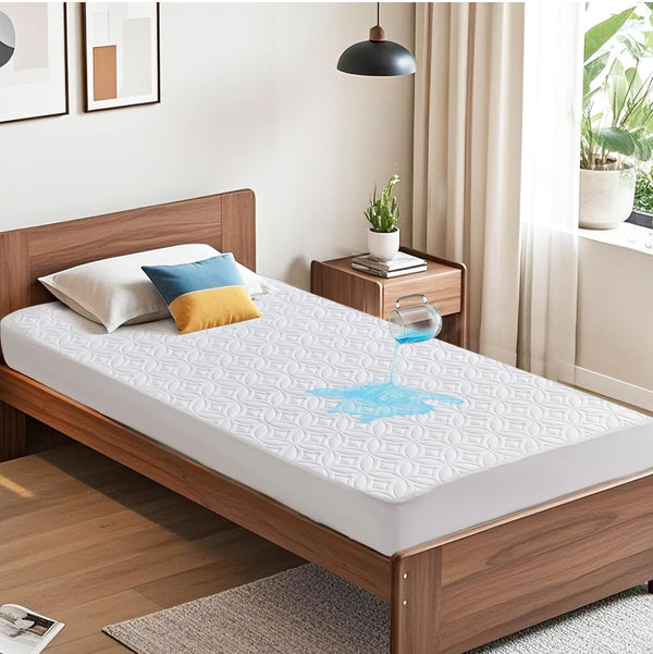 BEDLORE Waterproof Mattress Protector Noiseless Pad with Deep Pocket 6"-18" Depth Twin XL Size - White