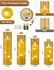 Enido 10 Pc Flameless LED Candles with Remote Timer Battery Operated Acrylic Pillar Set - Gold