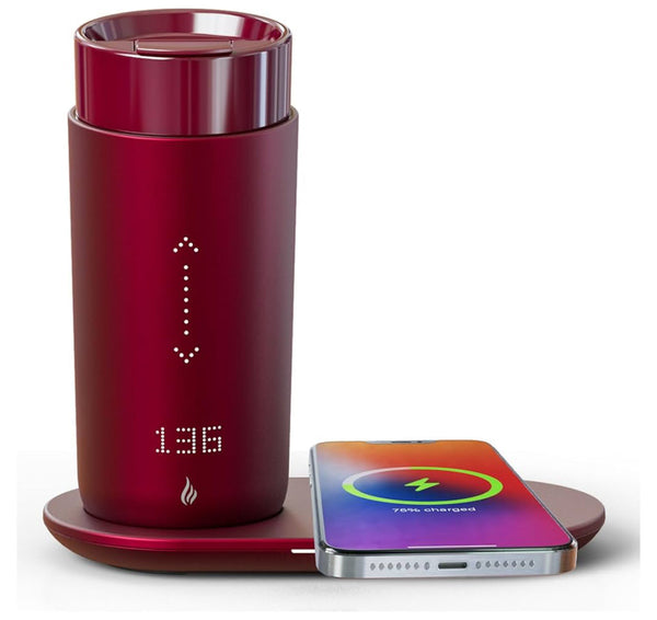OTKAX Temperature Control Heated Coffee Mug Smart Self Heating Travel App Controlled Warmer 12oz Mug - Red