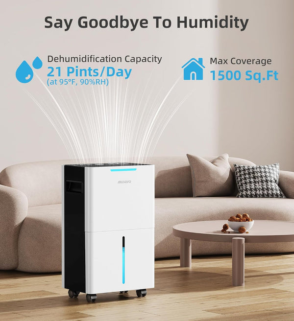 Aiusevo 1500 Sq ft Dehumidifier 21 Pints Dehumidifiers with Drain Hose
