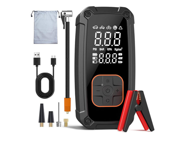 Tire Inflator Portable Air Compressor with Jump Starter 150PSI & 25000mAh