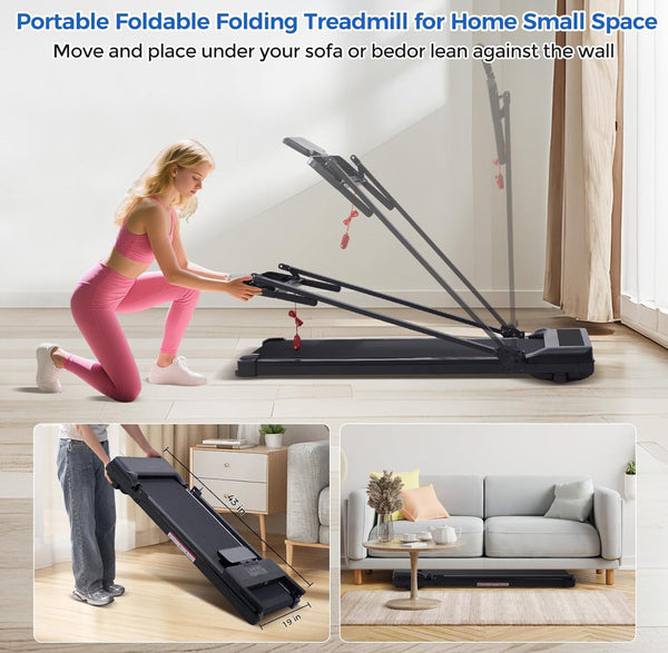 Walking Pad Treadmill with Handle Bar 3.5HP Quiet Motor LED Display w/ 400 LBS Capacity