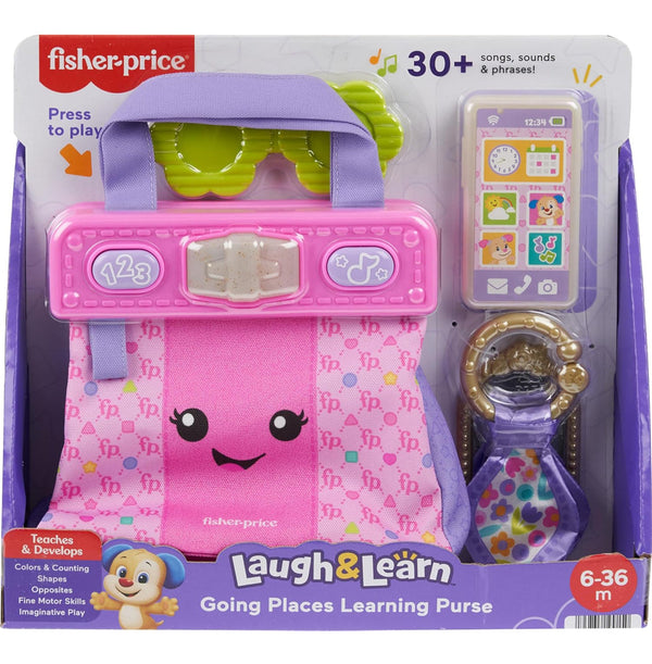 Fisher-Price Baby Learning Toy Laugh & Learn Purse Going Places Bag w/ 4 Pretend Play Accessories