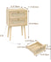 ChooChoo Rattan Boho Nightstand with Charing Station w/ Drawers - Nature