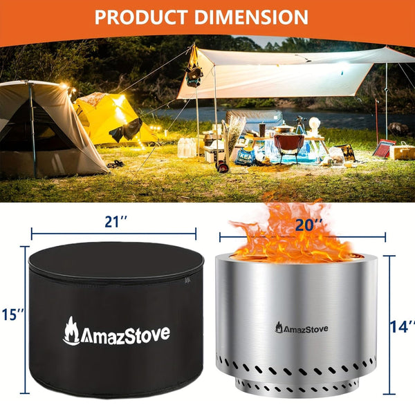 20 inch Large Firepit Outdoor Thickened 304 Stainless Steel Firepits