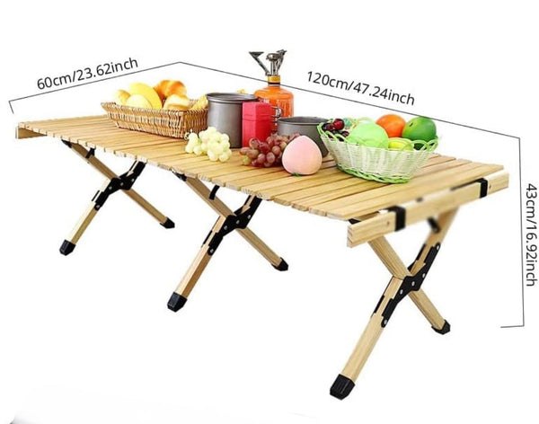 Folding Camping Table Lightweight Roll-Up Aluminum Low Portable Picnic with Carrying Bag
