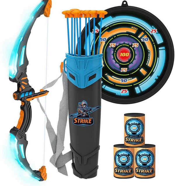 Bow & Arrow Toy Set (Includes: Bow, 9x Arrows w/ Suction, Targets) - Blue