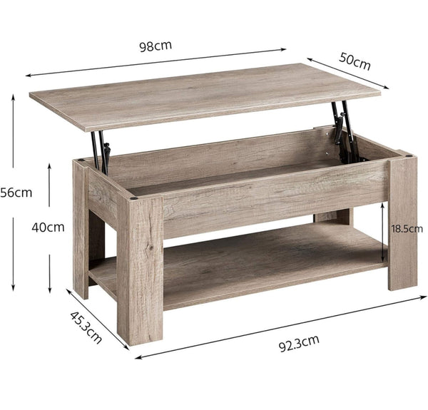 Modern Lift Top Hidden Compartment Wood Coffee Table 48" x 24" x 19" - Grey