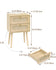 ChooChoo Rattan Boho Nightstand with Charing Station w/ Drawers Set of 2 - Nature
