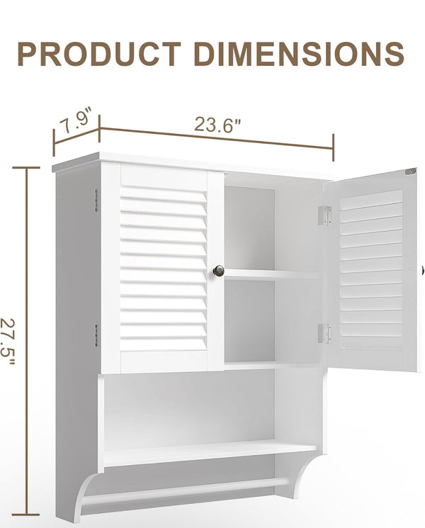 ChooChoo Medicine Cabinet Bathroom Wall Cabine w/ 2 Doors - White