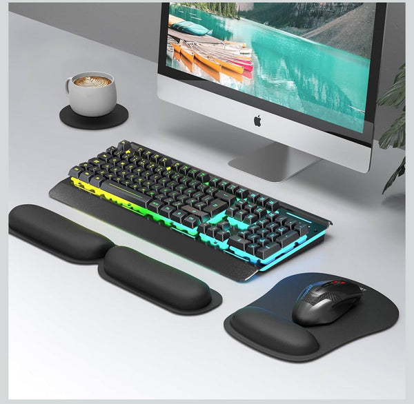 TECKNET 3-in-1 Ergonomic Mouse Pad with Wrist Rest Set Foldable Memory Foam Keyboard Wrist Rest