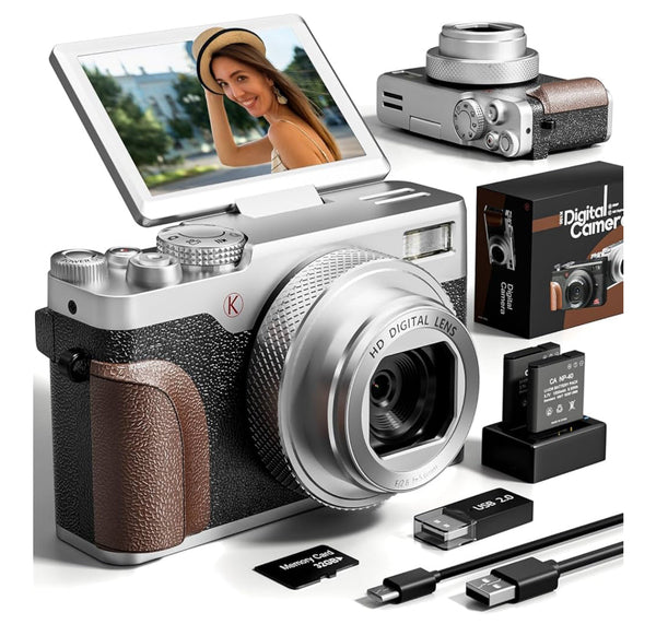 TURE 48MP 4K Digital Camera 18x Zoom UHD Autofocus Video Camera w/ 3" 180° Flip Screen