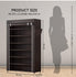 Shoe Rack 7 Tier Portable Metal Storage Organizer Dust Cover Non Woven with Side Pocket - Black
