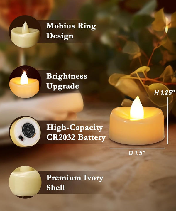 YOJACIKI 24 Pack Flameless Candles LED Tea Lights Battery Operated