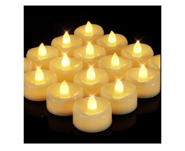 12 Pack Tea Lights with Timer Flameless Candle Battery - Yellow