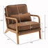 Mid Century Modern Arm Chair Upholstered Lounge with Solid Wood Frame - Brown