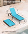 Aluminum Chaise Foldable Patio Lounge Chair Outdoor Metal Deck Lounger Adjustable 5-Position Recliner - Blue