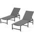 Aluminum Outdoor Chaise Lounge Chairs Patio Metal Deck Lounger 5-Position Adjustable Backrest Chase Recliner Set of 2 - Gray