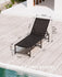 Aluminum Outdoor Chaise Lounge Chairs Patio Metal Deck Lounger 5-Position Adjustable Backrest Chase Recliner Set of 2 - Black