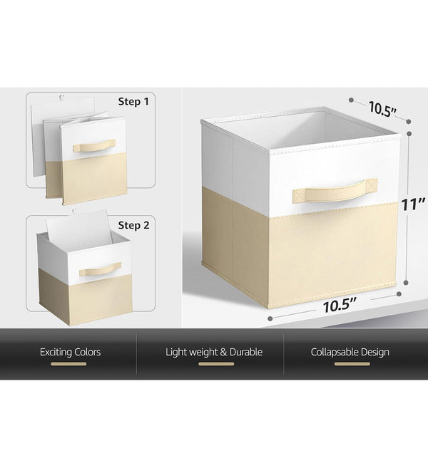 Sorbus Foldable Storage Bins 11" Cube Organizer Bins Set of 6 - Beige
