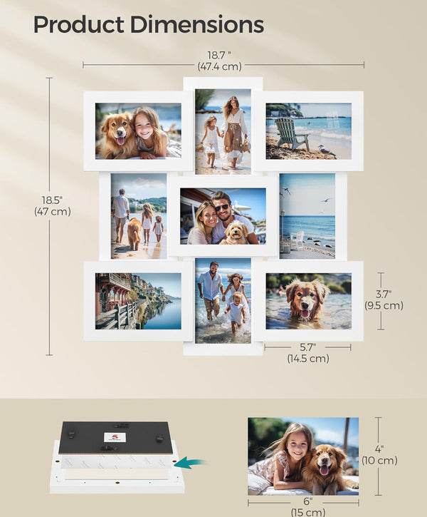 SONGMICS Picture Frame Collage  4x6 Picture Frames Photo Frame Set of 9 - White