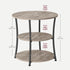 VASAGLE 3-Tier Round End Table Nightstand with Steel Frame - Heather Greige / Ink Black