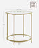 VASAGLE Round Side Table Glass End Table with Metal Frame - Gold