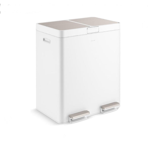 Kohler 82L Dual Compartment Quiet Close Stainless Steel Step Trash Can - White