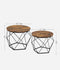 VASAGLE Small Coffee Table Round Coffee Table with Steel Frame Set of 2 - Brown