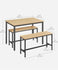 VASAGLE Dining Table Set Kitchen Table with 2 Benches - Golden Oak and Ink