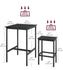 VASAGLE Bar Table and Chairs Set Square Table with 2 Stools - Black