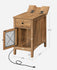 VASAGLE Side Table with Storage End Table with USB Ports and Outlets - Rustic Walnut