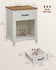 VASAGLE Farmhouse Nightstands w/ Charging Station w/ Drawer Set of 2 - Rustic White / Honey Brown