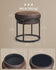SONGMICS Round Ottoman Vanity Chair Stool Footrest - Walnut Brown